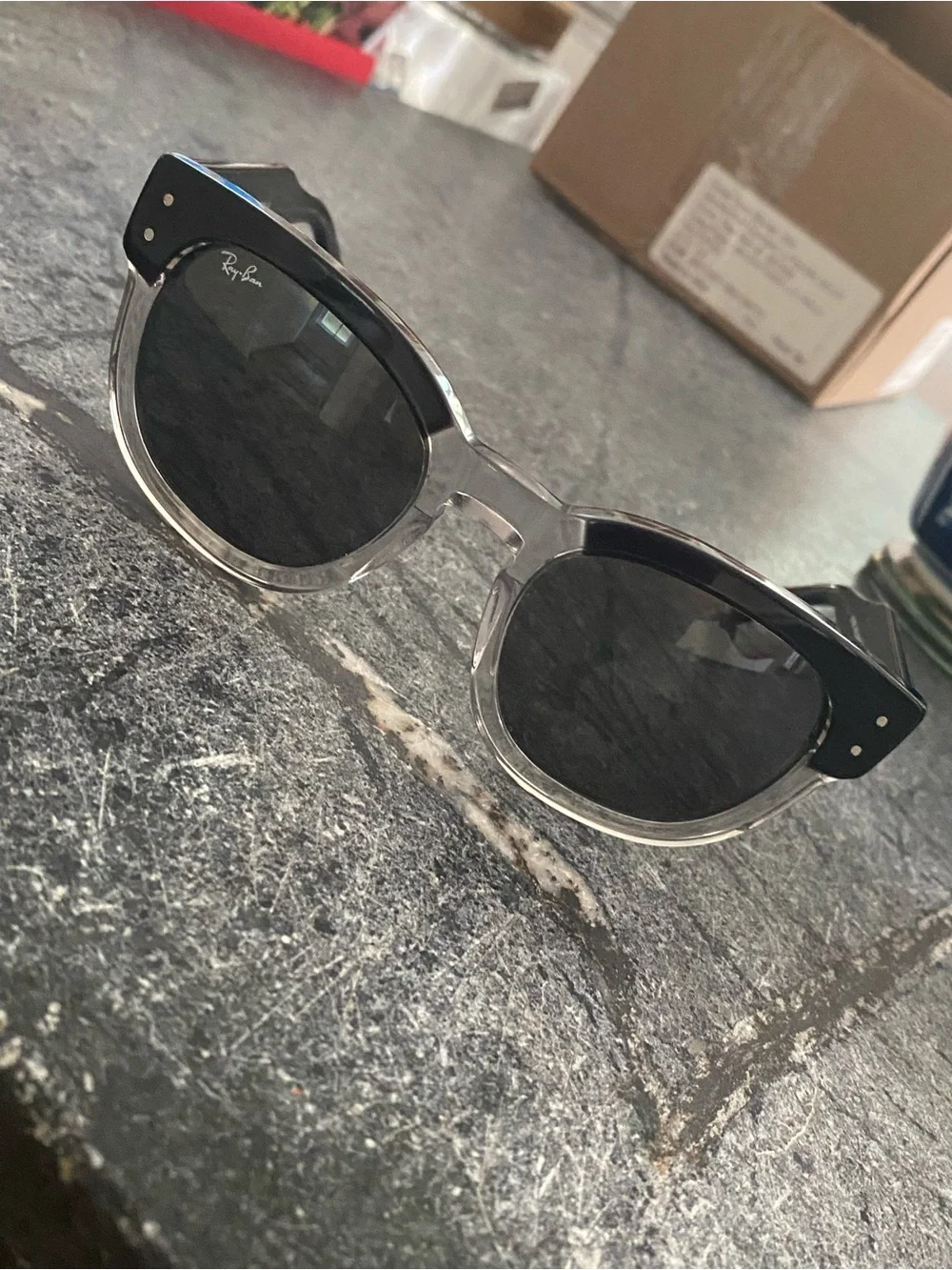 Ray-Ban Mega Hawkeye unisex Sunglasses — Black/Clear